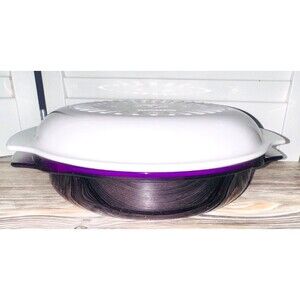 Tupperware 1Qt/1L Microwaveable Casserole Dish w/Lid #2194A & #200 Purple White